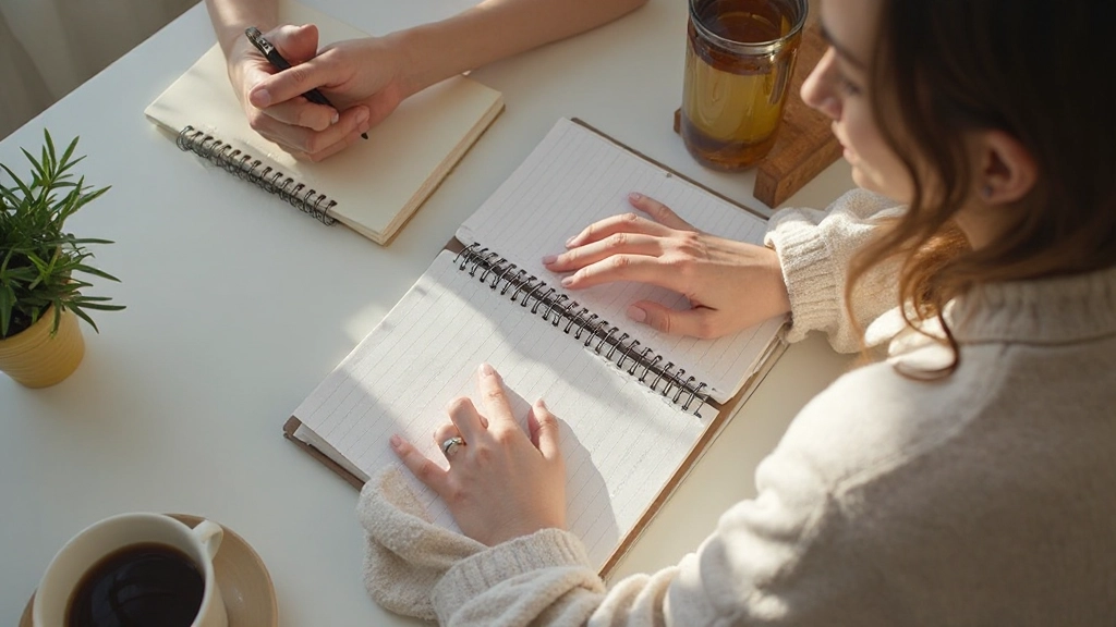 Morning routine setup showing planner, water bottle, and organized workspace for daily success