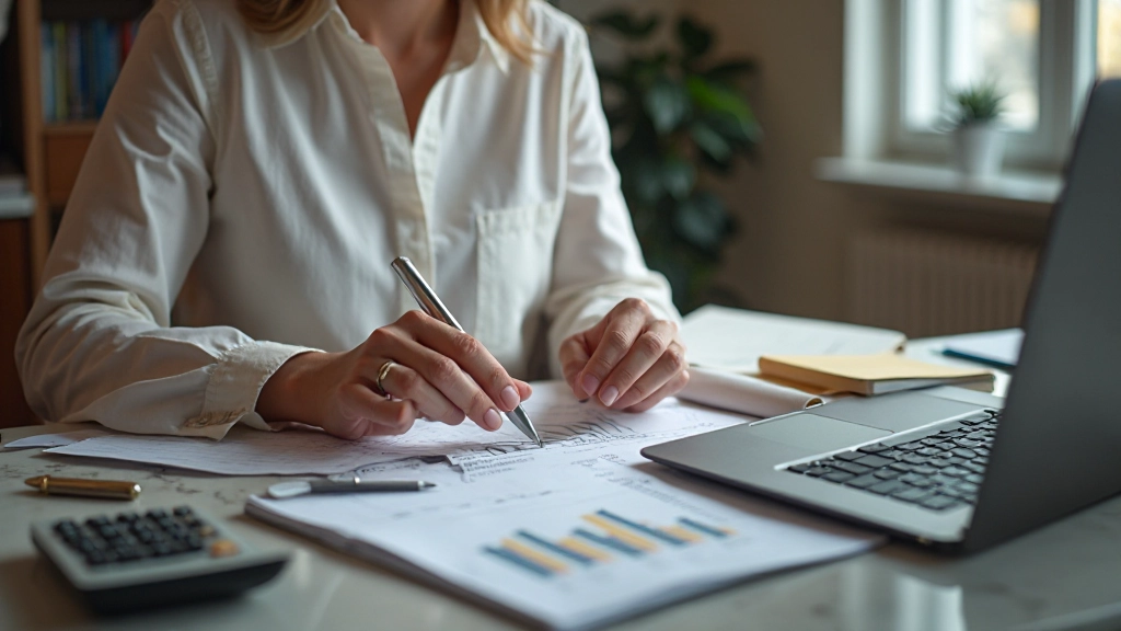 Профессиональное фото человека, ведущего финансовое планирование с калькулятором и документами на рабочем столе